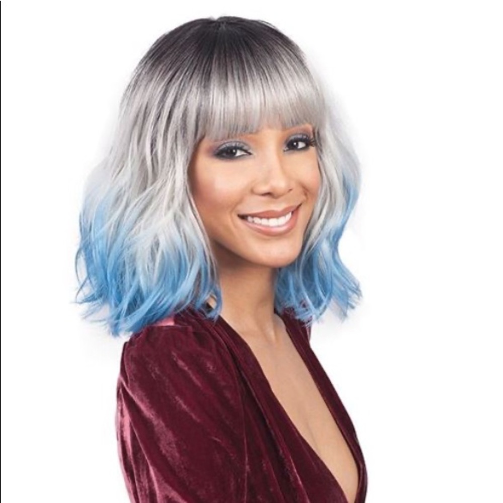 Gorgeous silver and aqua high quality wig